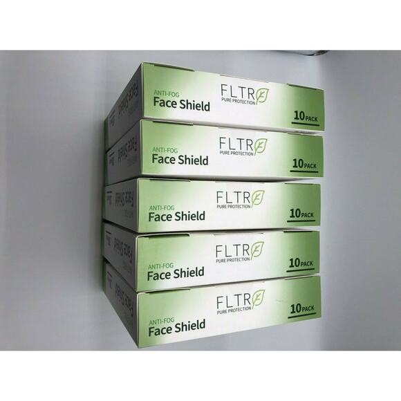 Face Shields 10-pack Barrier Comfort FLTR Pure Protection Anti-Fog Lot of 5
